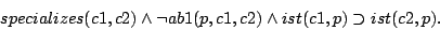 \begin{displaymath}
specializes(c1,c2) \land \lnot ab1(p,c1,c2) \land ist(c1,p)
\supset ist(c2,p).
\end{displaymath}